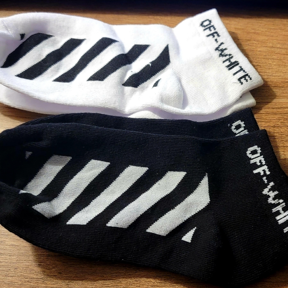 off white shot sock